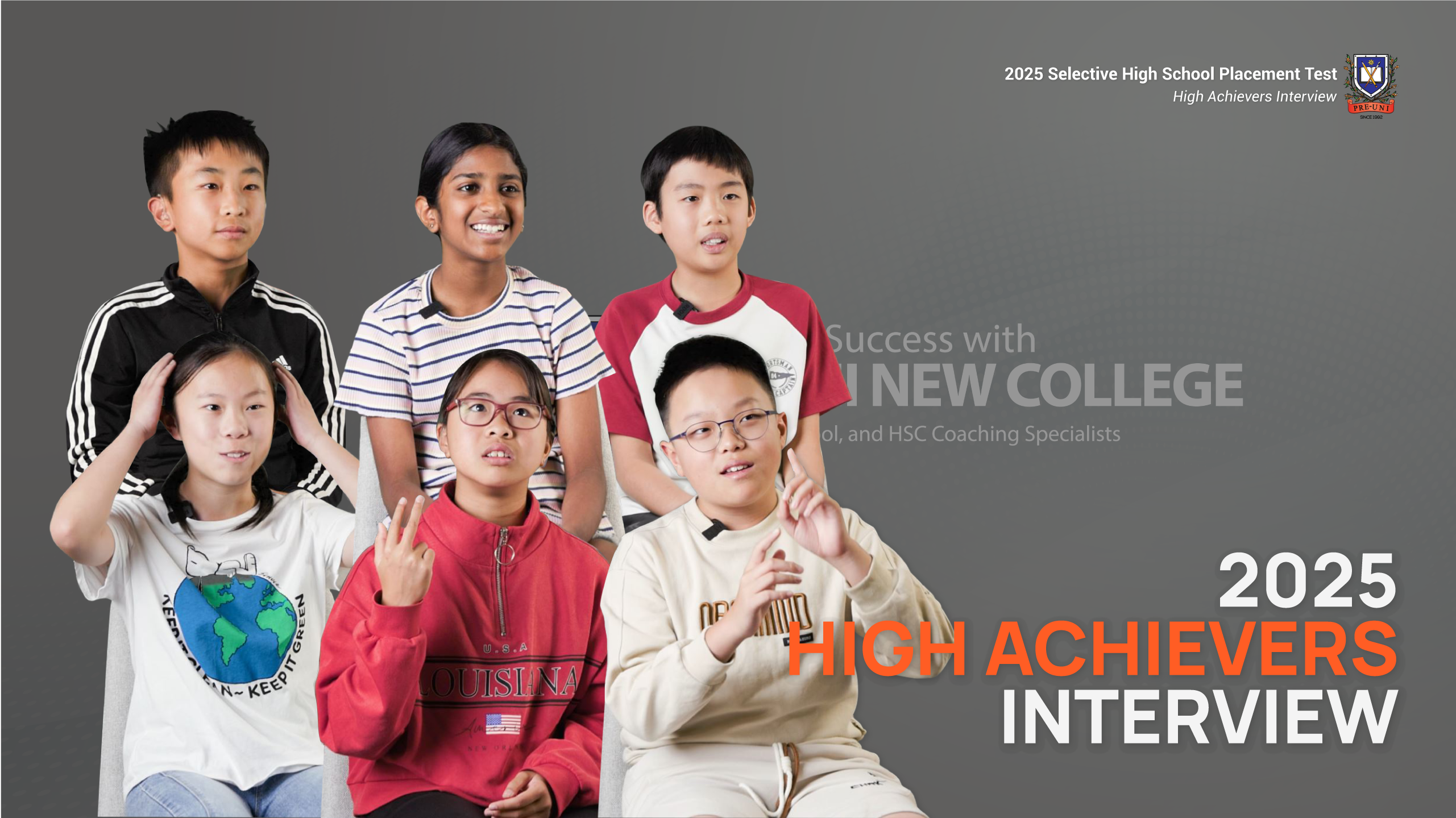 Pre-Uni New College 2025 Selective High School Test high achievers interview