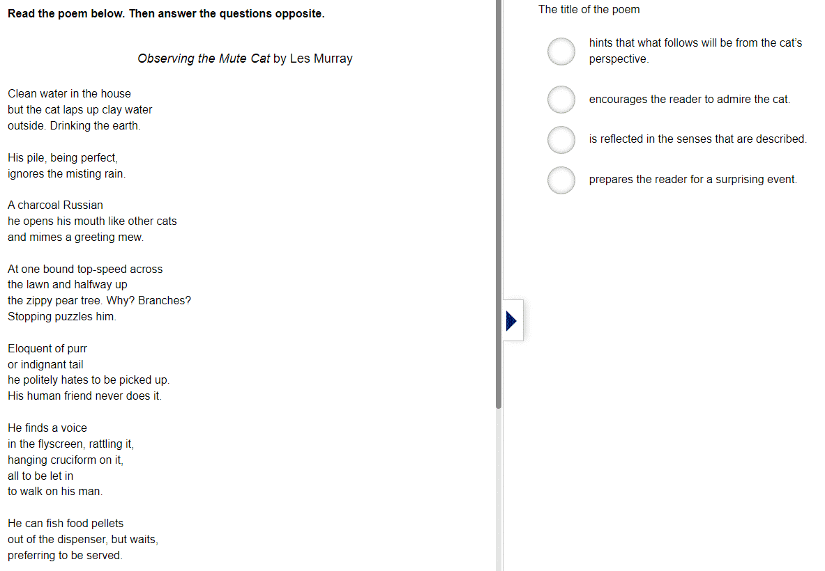 OC Reading Test breakdown reading skills
